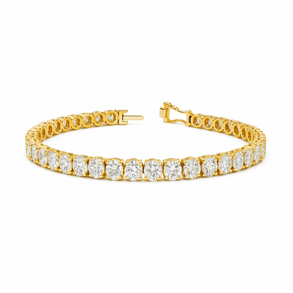 radiant | 16.03 ct oval diamond tennis bracelet in 14k white - lab grown diamonds
