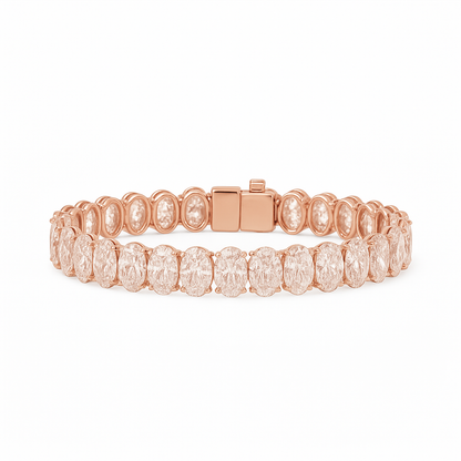 RAPTURE | 31.82 Cts Oval Diamond Tennis Bracelet in 14K Rose Gold - Lab Grown Diamond