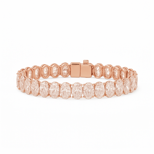 RAPTURE | 31.82 Cts Oval Diamond Tennis Bracelet in 14K Rose Gold - Lab Grown Diamond