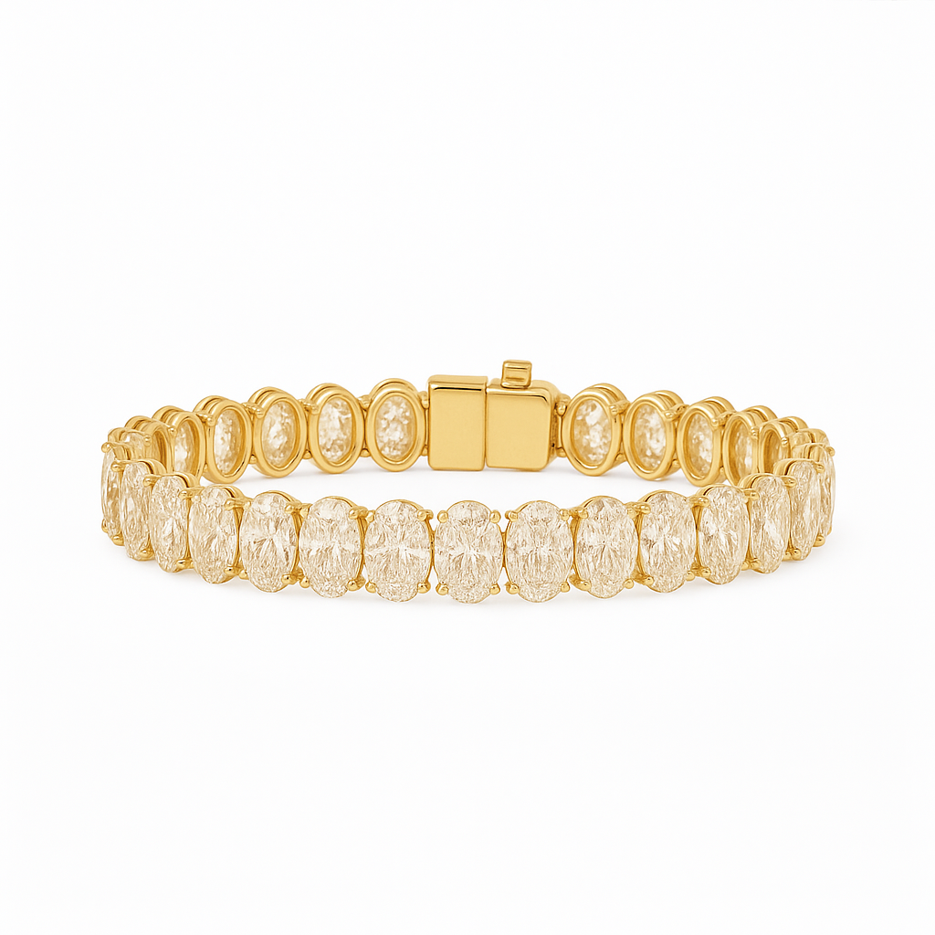 RAPTURE | 31.82 Cts Oval Diamond Tennis Bracelet in 14K Yellow Gold - Lab Grown Diamond
