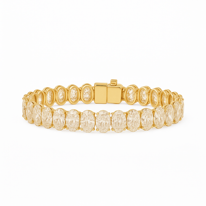 RAPTURE | 31.82 Cts Oval Diamond Tennis Bracelet in 14K Yellow Gold - Lab Grown Diamond