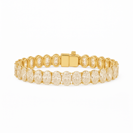 RAPTURE | 31.82 Cts Oval Diamond Tennis Bracelet in 14K Yellow Gold - Lab Grown Diamond