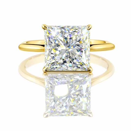 REGENT | 4.36 ct Mixed-Shape Diamond Hidden Halo Ring in Yellow Gold