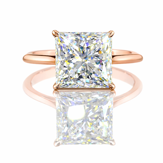 REGENT | 4.36 cts Mixed-Shape Diamond Hidden Halo Ring in Rose Gold
