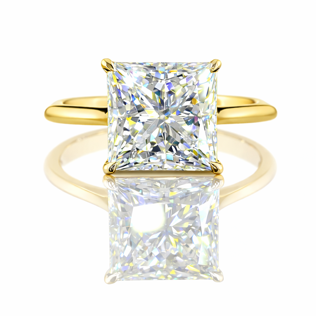 REGENT | 4.36 cts Mixed-Shape Diamond Hidden Halo Ring in Yellow Gold