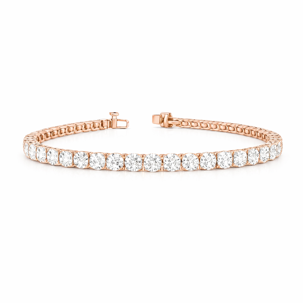 REGINA | 10.51 Ct Round Diamond Tennis Bracelet in 14K Rose Gold