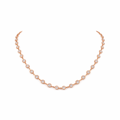 RONDELLE | 5.88 Ct Round Diamond Station Necklace in 14K Rose Gold
