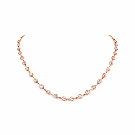 RONDELLE | 5.88 Ct Round Diamond Station Necklace in 14K Rose Gold