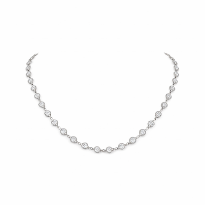 RONDELLE | 5.88 Ct Round Diamond Station Necklace in 14K White Gold