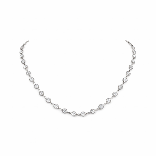 RONDELLE | 5.88 Ct Round Diamond Station Necklace in 14K White Gold