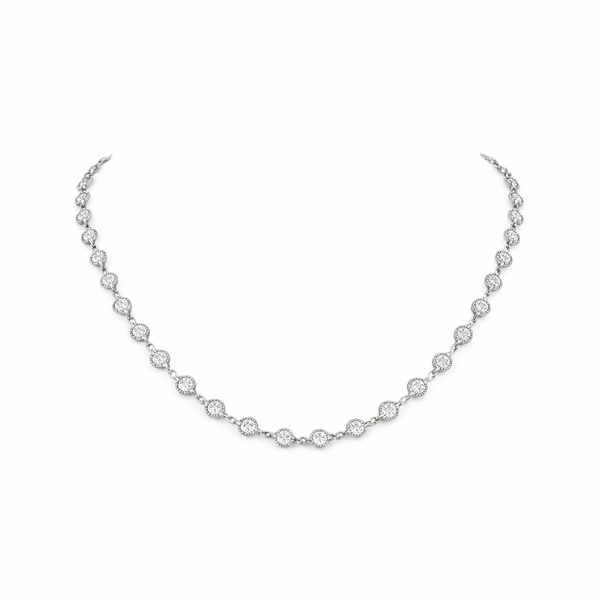 RONDELLE | 5.88 Ct Round Diamond Station Necklace in 14K White Gold