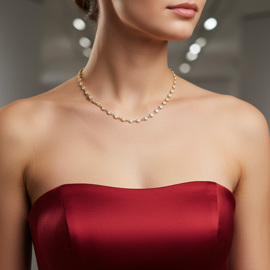 RONDELLE | 5.88 Ct Round Diamond Station Necklace in 14K Yellow Gold