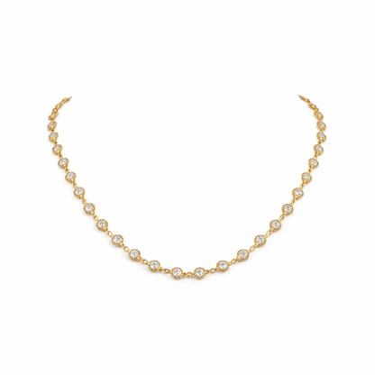 RONDELLE | 5.88 Ct Round Diamond Station Necklace in 14K Yellow Gold