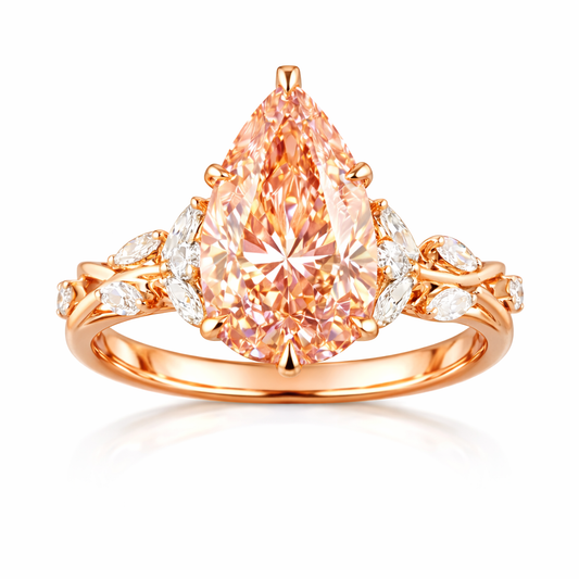 ROSAVINE | 3.12ct Pear Diamond Engagement Ring in 14K Rose Gold - Lab Grown Diamond