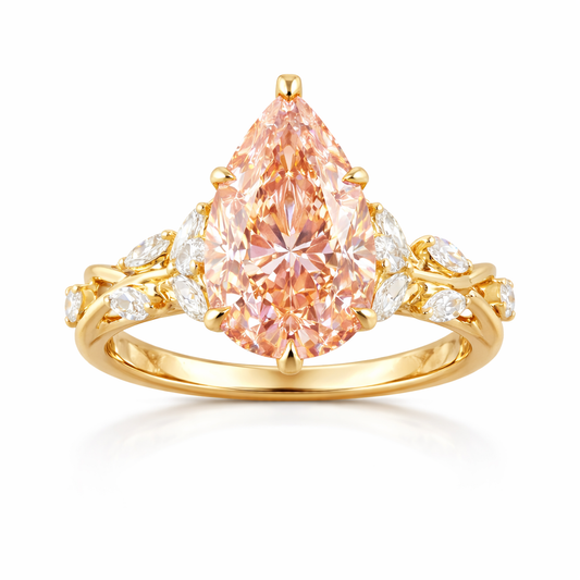 ROSAVINE | 3.12ct Pear Diamond Engagement Ring in 14K Yellow Gold - Lab Grown Diamond