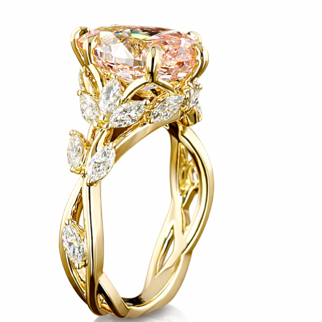 rosavine | 3.12ct pear diamond engagement ring in 14k yellow gold - lab grown diamond