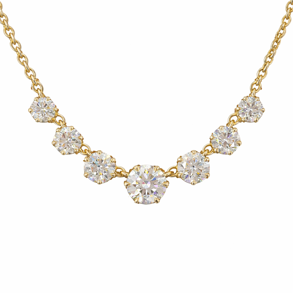 round diamond special necklace in 14k yellow gold | facets gems