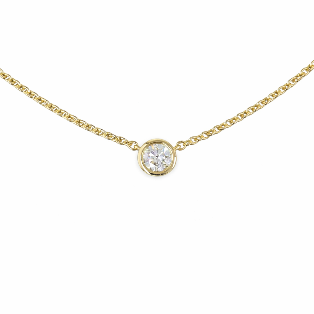 2.02 cts round shape diamond station necklace crafted in 14K yellow gold by Facets Gems