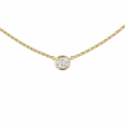 2.02 cts round shape diamond station necklace crafted in 14K yellow gold by Facets Gems
