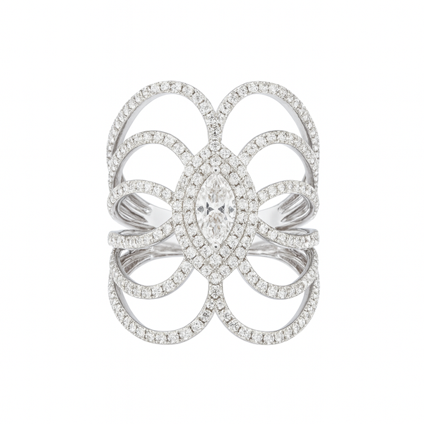 Seren Voux Ring | Total 1.36CT Natural | 18K White Gold