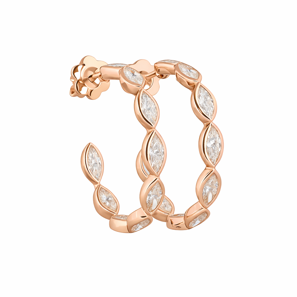 saffron | 3.97 ct marquise diamond c-hoop earrings in 14k rose gold