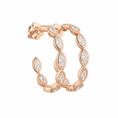SAFFRON | 3.97 Ct Marquise Diamond C-Hoop Earrings in 14K Rose Gold