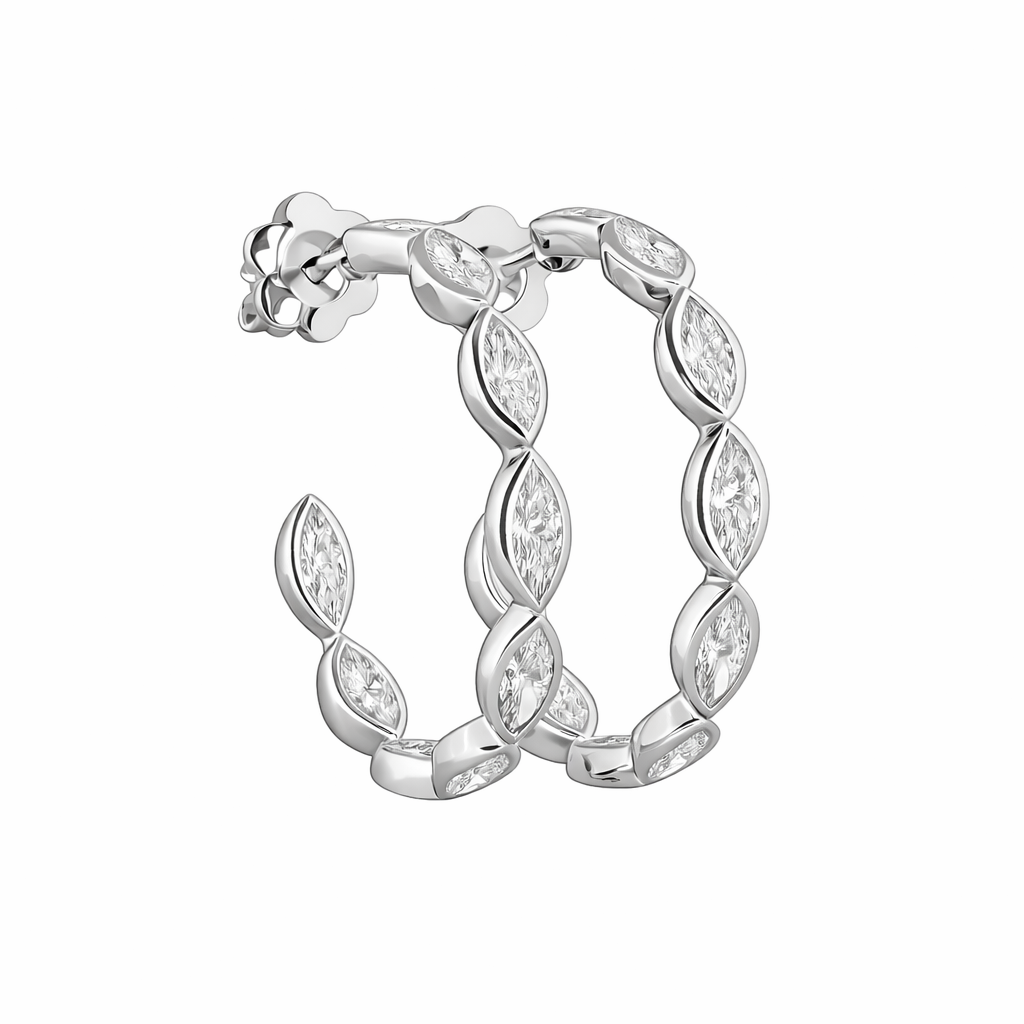 saffron | 3.97 ct marquise diamond c-hoop earrings in 14k white gold