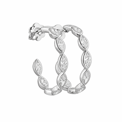 SAFFRON | 3.97 Ct Marquise Diamond C-Hoop Earrings in 14K White Gold