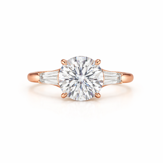 SELARA Round Diamond 3-Stone Ring | 2.88 cts | 14K Gold - Lab Grown Diamond