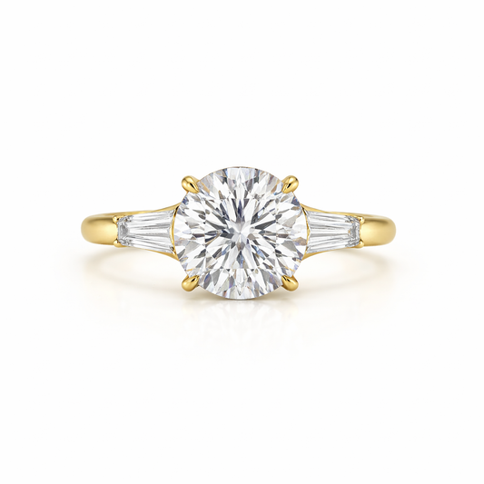 SELARA Round Diamond 3-Stone Ring | 2.88 cts | 14K Gold - Lab Grown Diamond