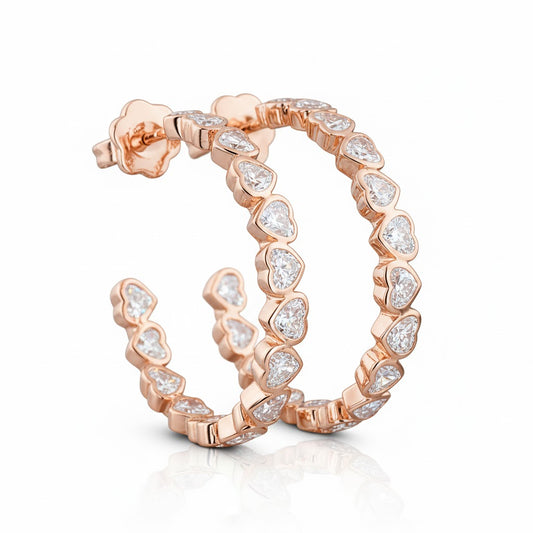 SELENE | 3.28 Ct C-Hoop Diamond Earrings in 14K Rose Gold