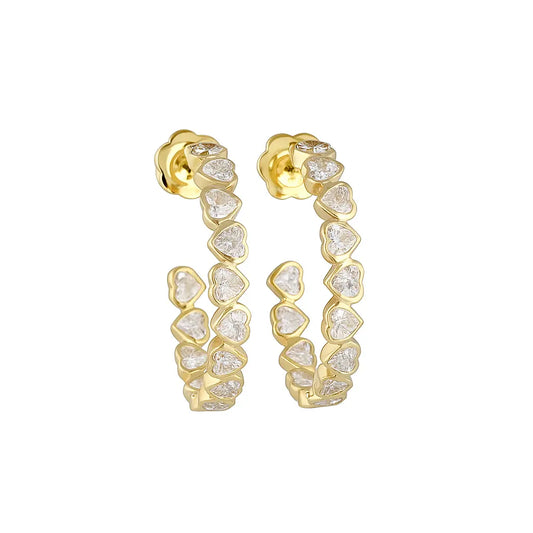 SELENE | 3.28 Ct C-Hoop Diamond Earrings in 14K Yellow Gold