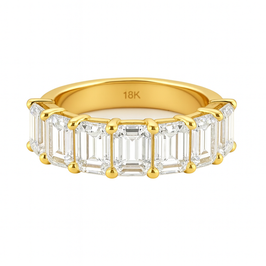 SEPTET |  6.07 Carat Emerald Ring In 18K White Gold - Lab Grown Diamond