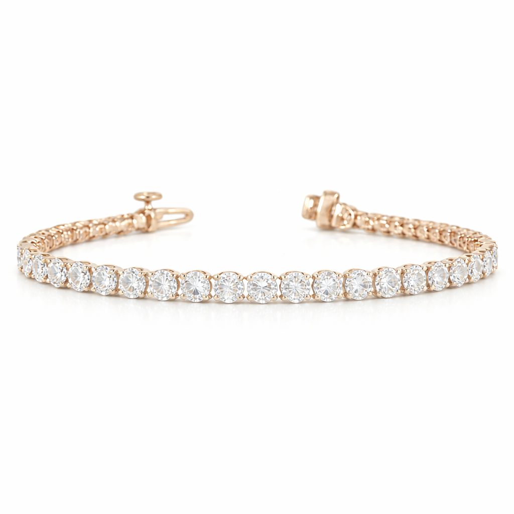 SERAPHIM | 7.7 Ct Round Diamond Tennis Bracelet in 14K Rose Gold