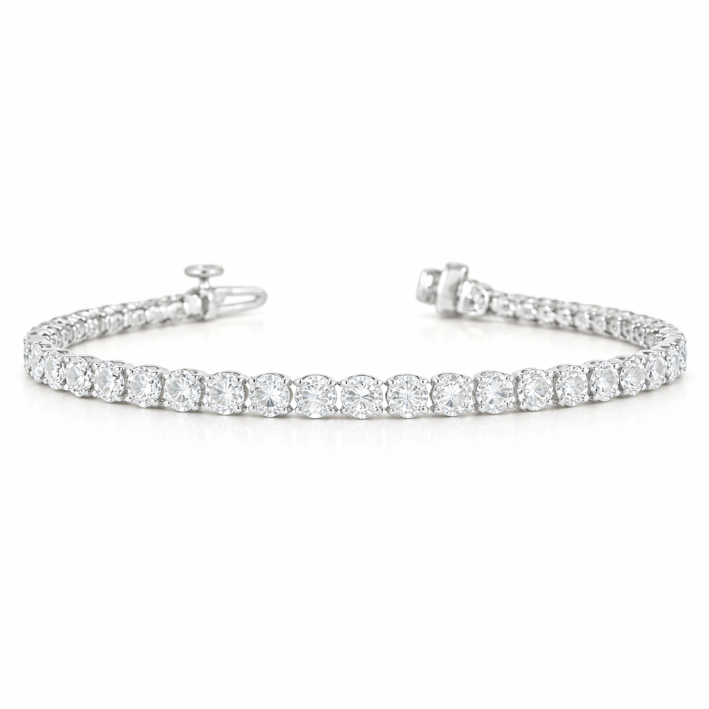 SERAPHIM | 7.7 Ct Round Diamond Tennis Bracelet in 14K White Gold