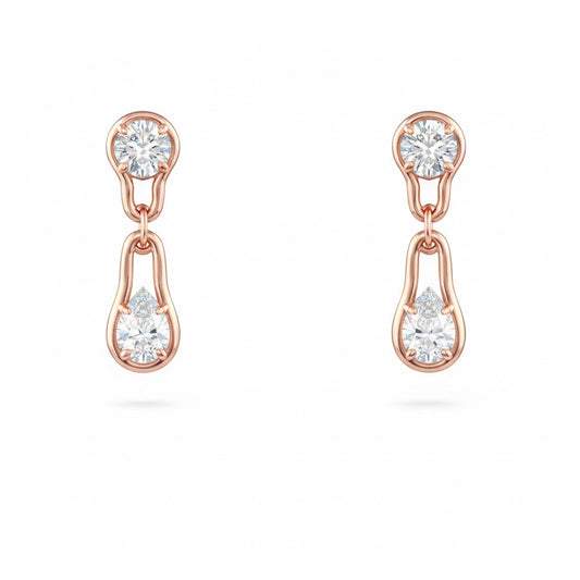 SERAPHINA ELLE 2.09 Ct Pear Hanging Earrings 14K Rose Gold Diamond