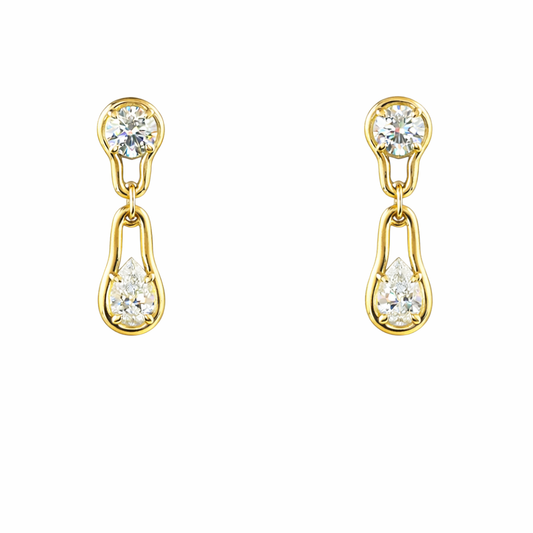 SERAPHINA ELLE 2.09 Ct Pear Hanging Earrings 14K Yellow Gold Diamond