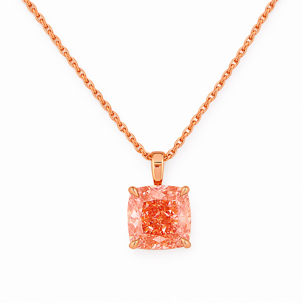 SERAPHINE | 3.56 Ct Cushion Brilliant Cut Solitaire Pendant in 14K Rose Gold