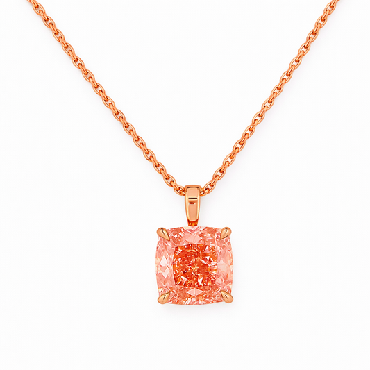 SERAPHINE | 3.56 Ct Cushion Brilliant Cut Solitaire Pendant in 14K Rose Gold