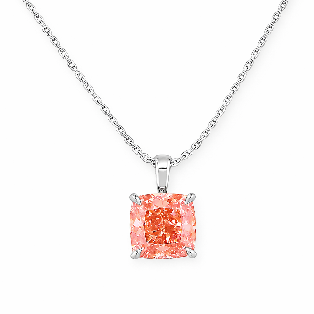SERAPHINE | 3.56 Ct Cushion Brilliant Cut Solitaire Pendant in 14K White Gold