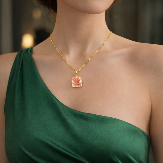SERAPHINE | 3.56 Ct Cushion Brilliant Cut Solitaire Pendant in 14K Yellow Gold