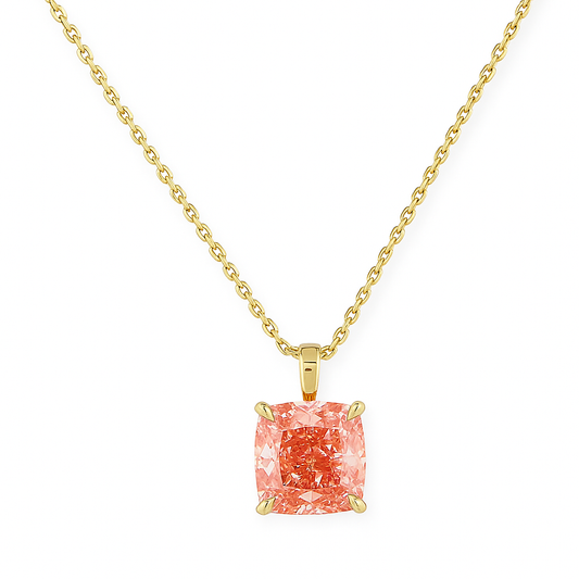 SERAPHINE | 3.56 Ct Cushion Brilliant Cut Solitaire Pendant in 14K Yellow Gold