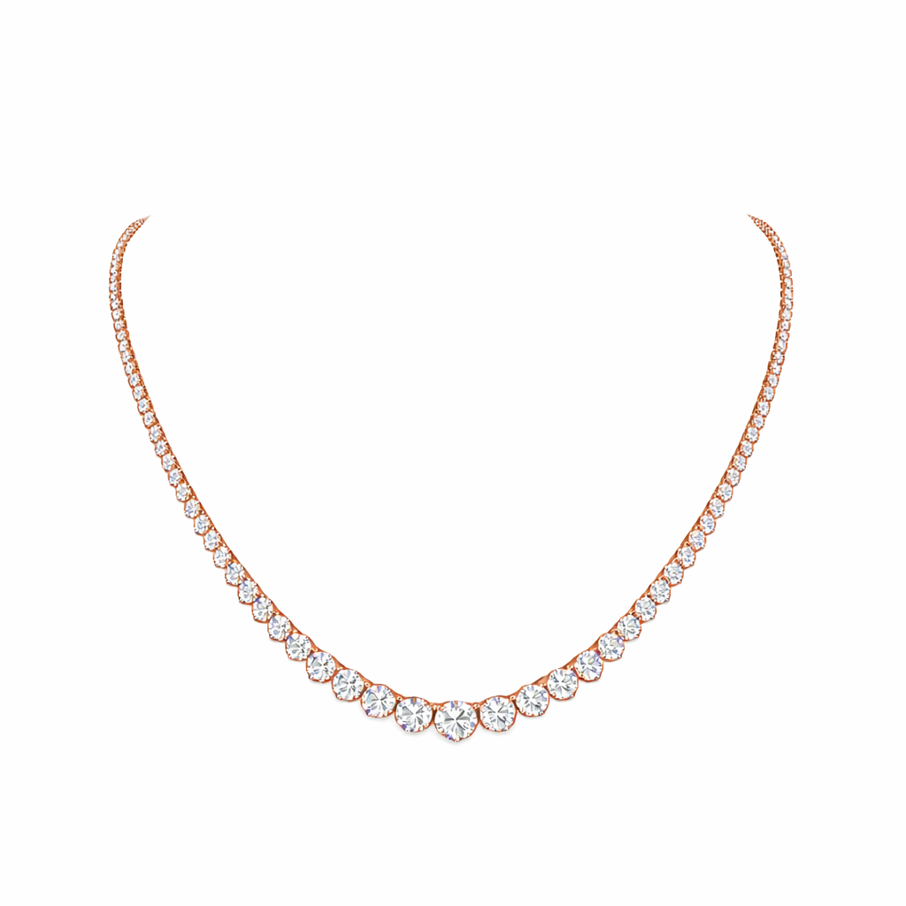 serelina| 10.65 ct round riviera necklace in 14k rose gold