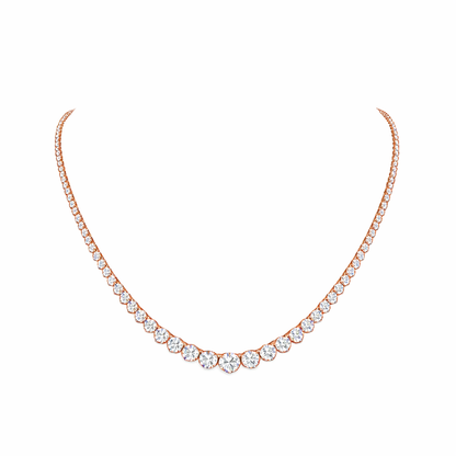 SERELINA| 10.65 Ct Round Riviera Necklace in 14K Rose Gold