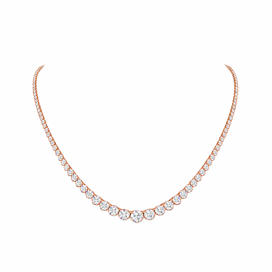 SERELINA| 10.65 Ct Round Riviera Necklace in 14K Rose Gold