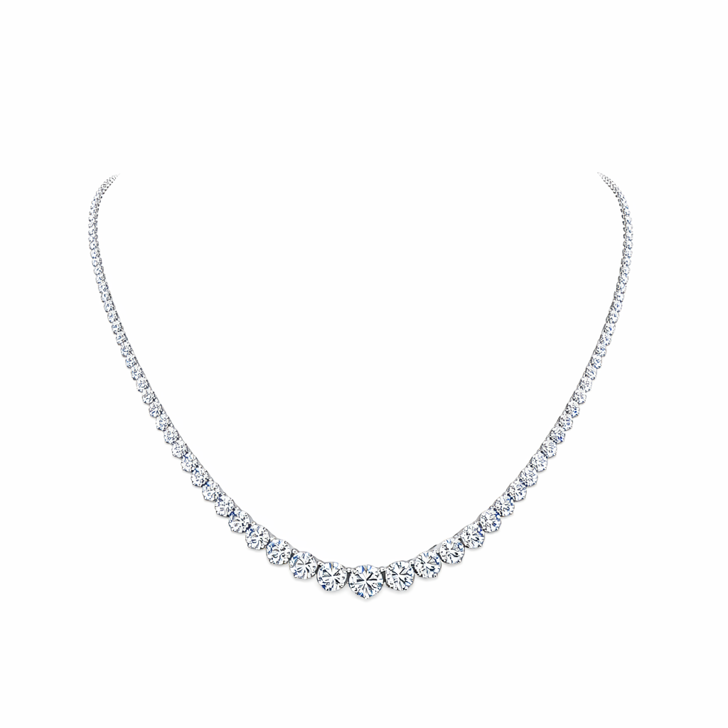 SERELINA| 10.65 Ct Round Riviera Necklace in 14K White Gold