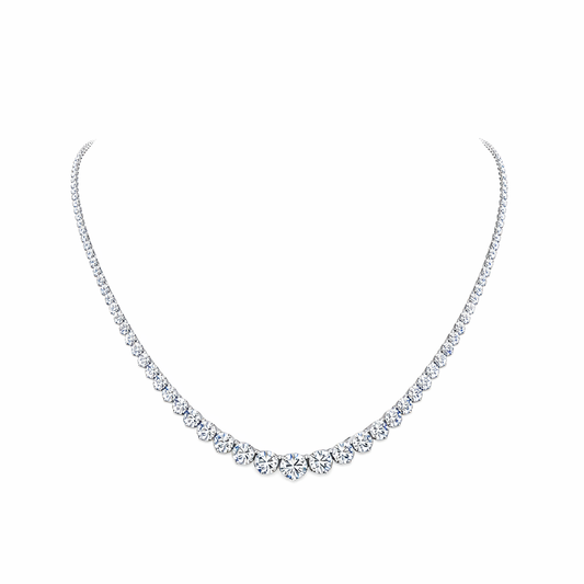 SERELINA| 10.65 Ct Round Riviera Necklace in 14K White Gold