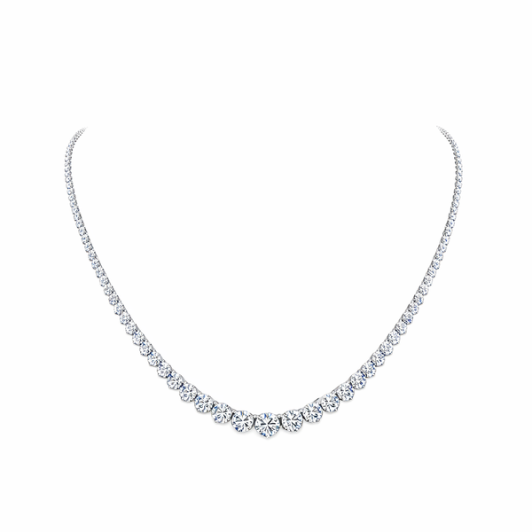 SERELINA| 10.65 Ct Round Riviera Necklace in 14K White Gold