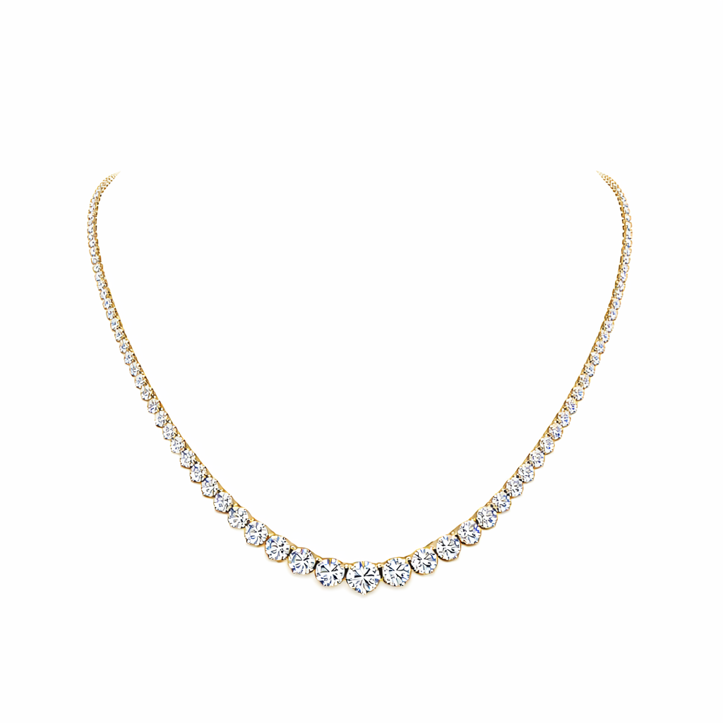 SERELINA| 10.65 Ct Round Riviera Necklace in 14K Yellow Gold