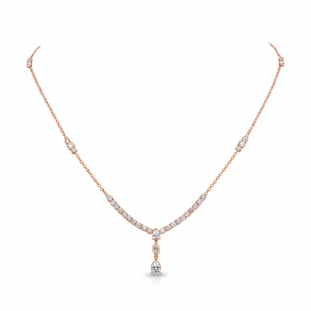 SERENITY | 3.09 Ct Mixed-Shape Diamond Necklace in 14K Rose Gold